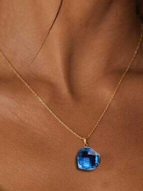 10K Yellow Gold Heart Blue Topaz Pendant Necklace | 7.50ct | Appraised $830 CDN